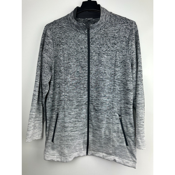 T by Talbots Ombre Black & Grey Striped Full Zip Jacket Stretch Plus Size 2X - Picture 3 of 14